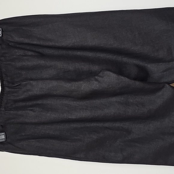 Eileen Fisher Black Linen Slim Ankle Pant, Side Zip, New, Size Medium - Picture 4 of 13